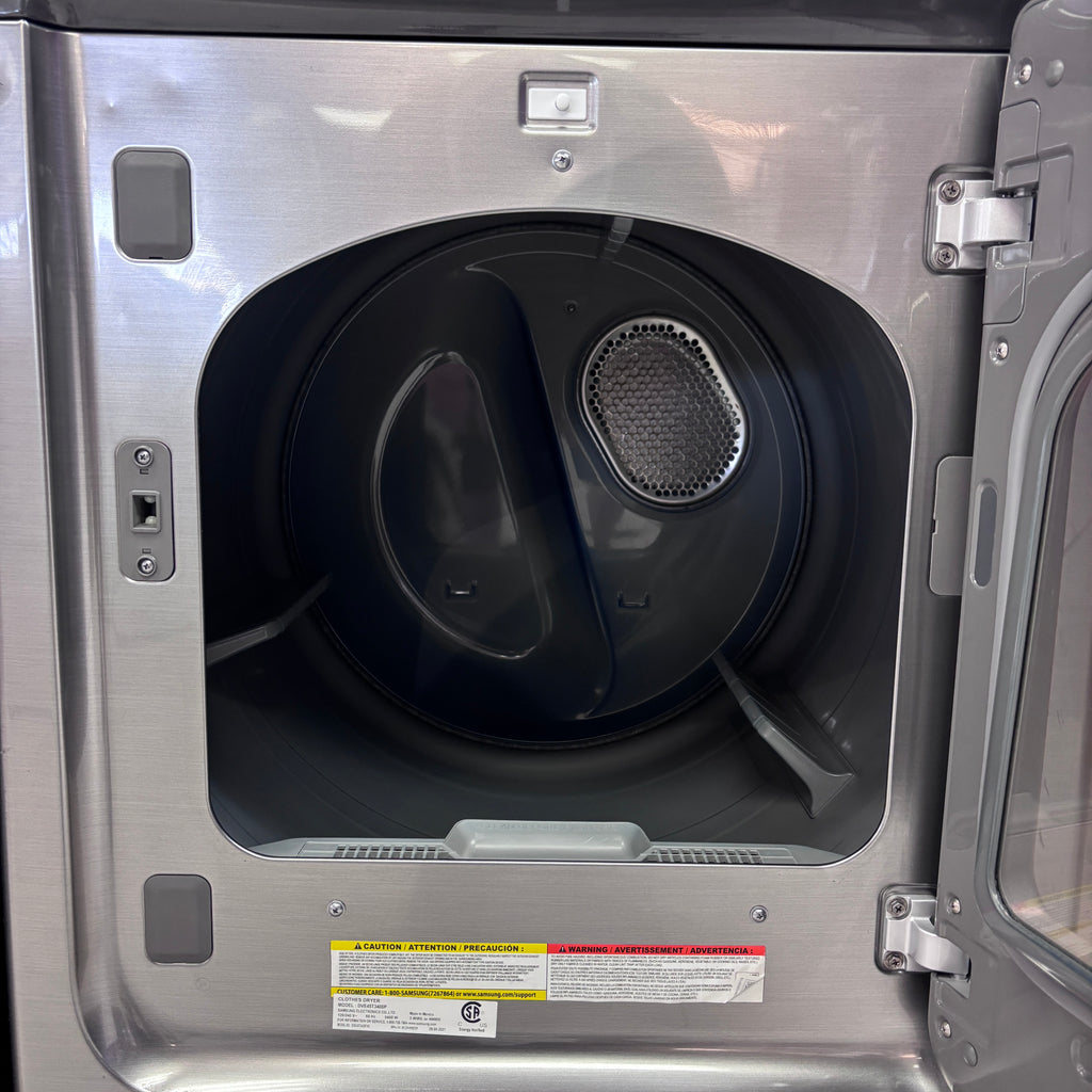 Samsung 4.7 cu. ft. Large Capacity Smart Top Load Washer with Active WaterJet in Brushed Black WA47CG3500AVA4 - Scratch & Dent (Minor) and Samsung Platinum Electric 7.4 Cu. Ft. Dryer with Sensor Dry DVE45T3400P - Certified Refurbished