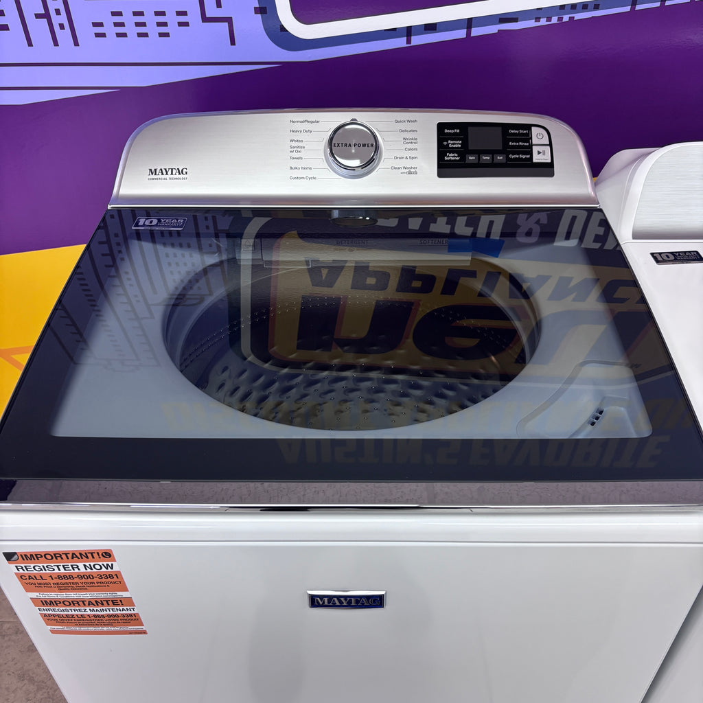 Pictures of Maytag 5.3 cu. ft. Smart Top Load Washer with Extra Power MVW7232HW3 - Open Box and Maytag 7.0 cu. ft. Electric Dryer with Moisture Sensing and Quick Dry Cycle MED6200KW - Scratch & Dent (Minor) - Neu Appliance Outlet - Discount Appliance Outlet in Austin, Tx