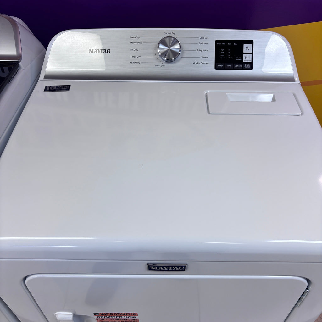 Pictures of Maytag 5.3 cu. ft. Smart Top Load Washer with Extra Power MVW7232HW3 - Open Box and Maytag 7.0 cu. ft. Electric Dryer with Moisture Sensing and Quick Dry Cycle MED6200KW - Scratch & Dent (Minor) - Neu Appliance Outlet - Discount Appliance Outlet in Austin, Tx
