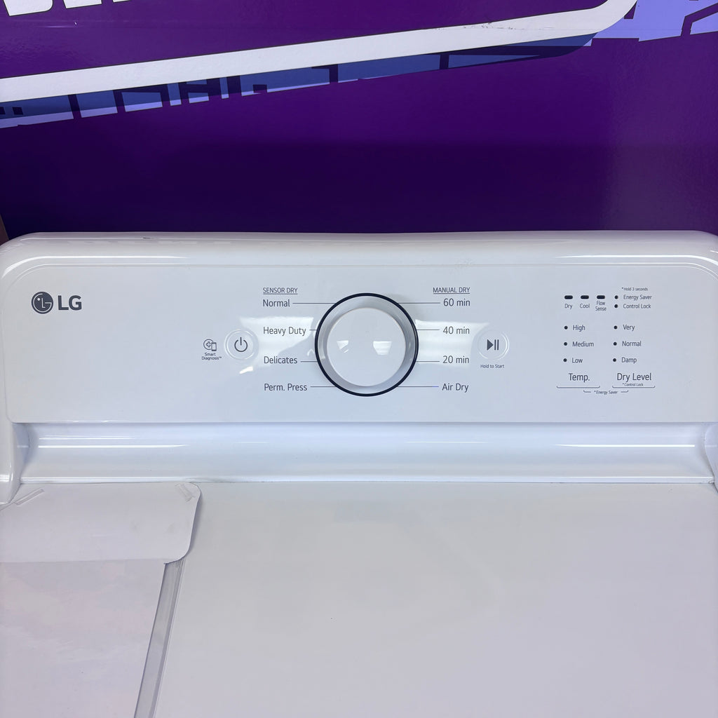 LG 4.3 cu. ft. Capacity Top Load Washer with TurboDrum™ Technology and Impeller WT6100CW - New in Box and LG 7.3 Cu. Ft.  Electric Rear Control Ultra Large Capacity Dryer in White with Sensor Dry DLE6100W - Open Box