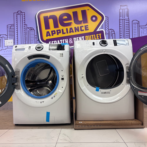 GE ENERGY STAR 4.8 cu. ft. Capacity Smart Front Load Washer with UltraFresh Vent System with OdorBlock GFW550SSNWW - New in Box and GE ENERGY STAR 7.8 cu. ft. Smart Frontload Electric Dryer with Sensor Dry 15021 - GFD55ESSNWW - New in Box