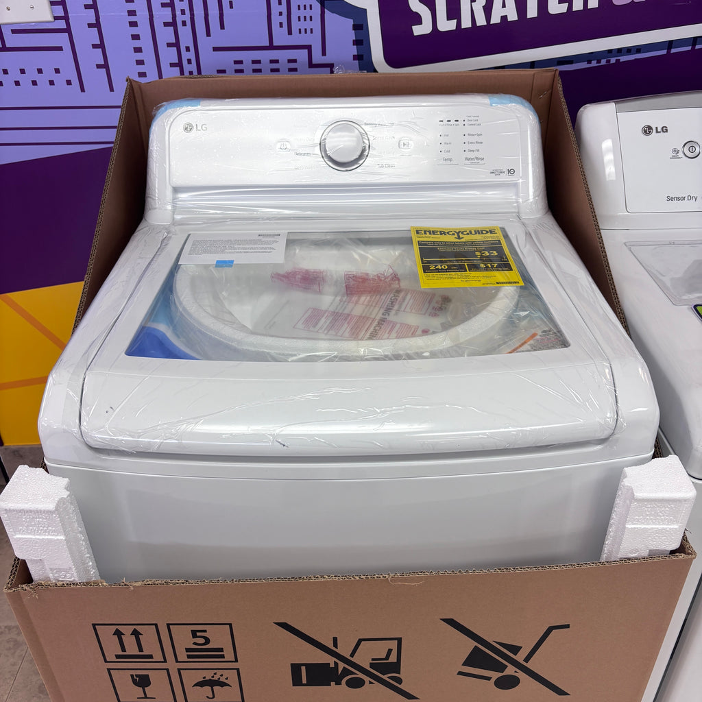 LG 4.1 Cu Ft Agitator Top-Load Washer with 4 Way Agitator and TurboDrum Technology WT6105CW - New in Box and LG 7.3 cu. ft. Ultra Large High Efficiency Gas Dryer w/ Sensor Dry Technology 15022 - DLG4971W - Certified Refurbished