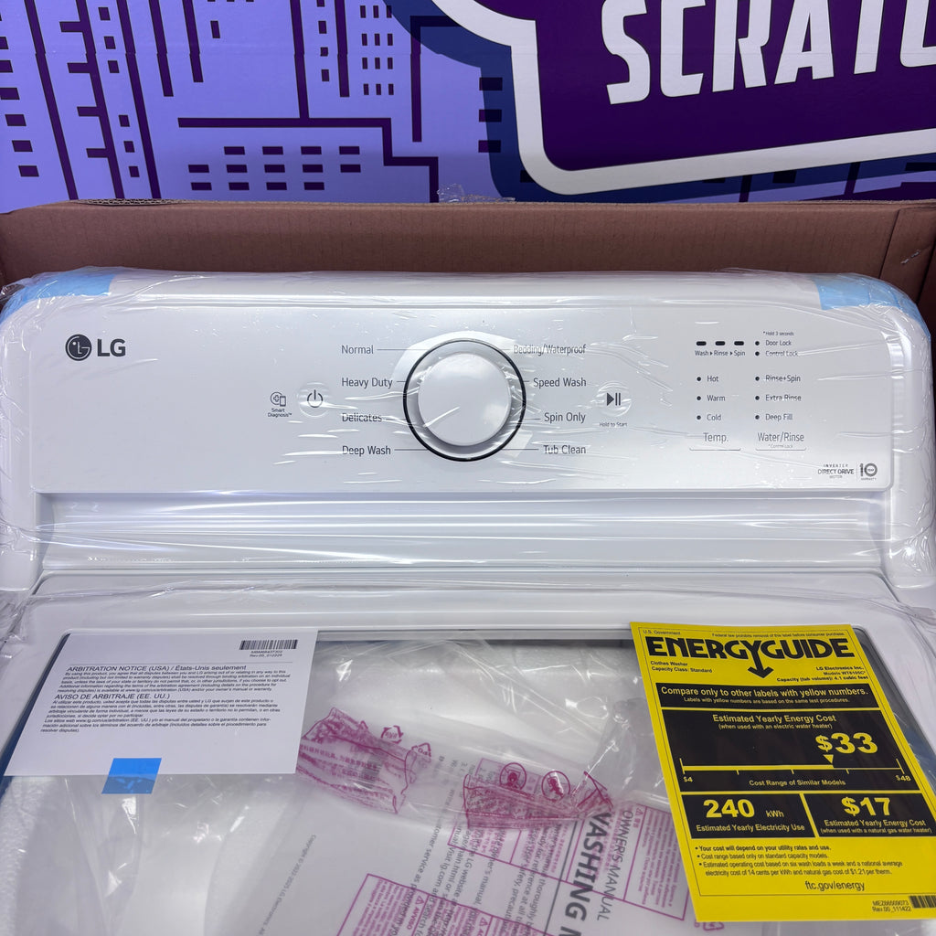 LG 4.1 Cu Ft Agitator Top-Load Washer with 4 Way Agitator and TurboDrum Technology WT6105CW - New in Box and LG 7.3 cu. ft. Ultra Large High Efficiency Gas Dryer w/ Sensor Dry Technology 15022 - DLG4971W - Certified Refurbished