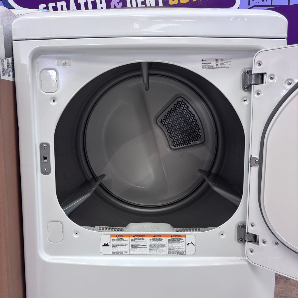 LG 4.1 Cu Ft Agitator Top-Load Washer with 4 Way Agitator and TurboDrum Technology WT6105CW - New in Box and LG 7.3 cu. ft. Ultra Large High Efficiency Gas Dryer w/ Sensor Dry Technology 15022 - DLG4971W - Certified Refurbished