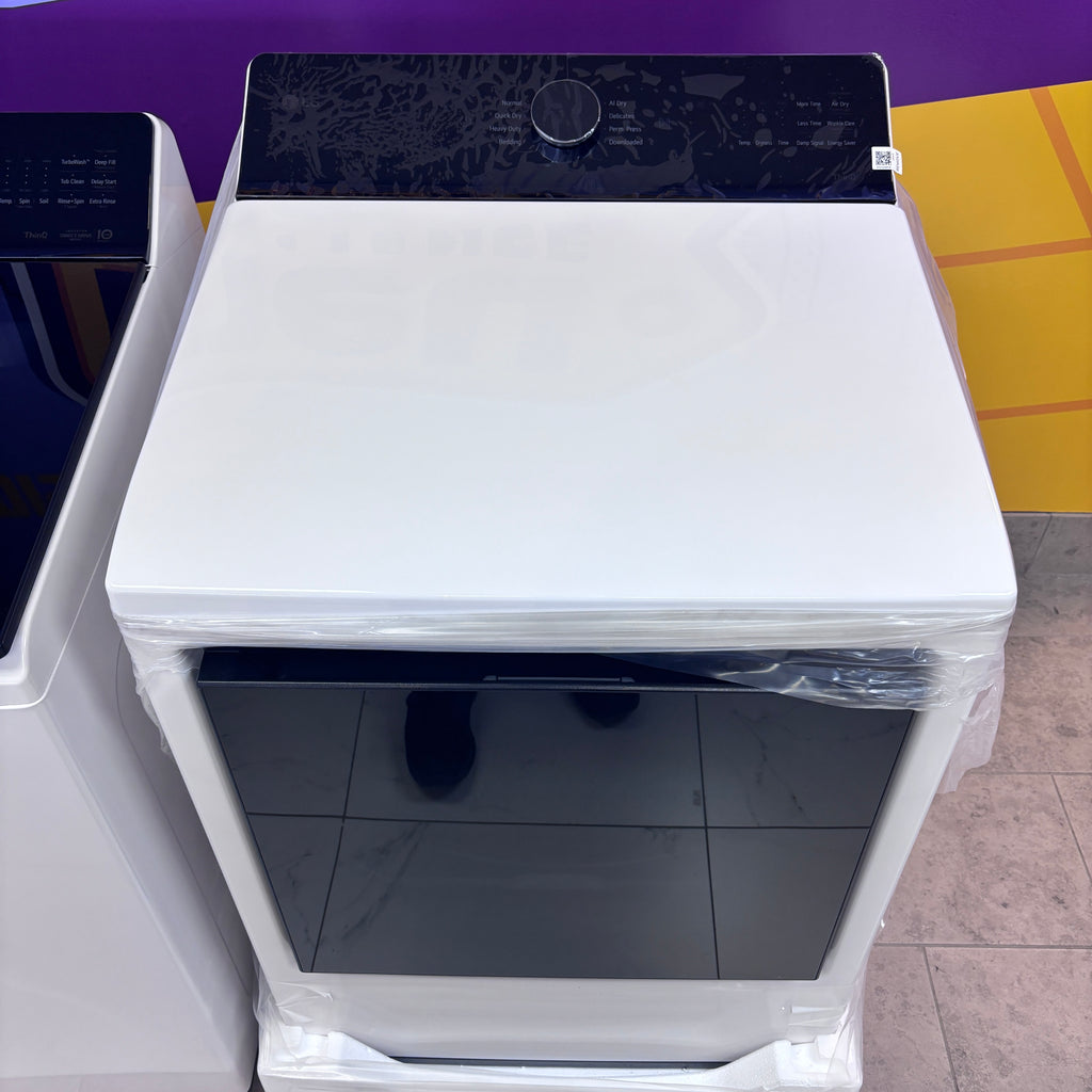 Pictures of LG 5.5 cu. ft. Mega Capacity Top Load Washer with Impeller in Alpine White WT8400CW - Open Box and LG Energy Star Certified 7.3 cu. ft. Ultra Large Capacity Rear Control Electric Dryer with LG EasyLoad™ Door and AI Sensing 15023 - DLE8400WE - New in Box - Neu Appliance Outlet - Discount Appliance Outlet in Austin, Tx