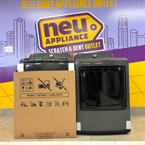 Pictures of LG 4.1 cu. ft. Top Load Washer with 4-Way Agitator® and TurboDrum™ Technology WT6105CM and LG 7.3 cu. ft. Gas Dryer with Dial-A Cycle Knob ENERGY STAR and FlowSense Duct Clogging Indicator 15025 - DLG6101M - Open Box - Neu Appliance Outlet - Discount Appliance Outlet in Austin, Tx