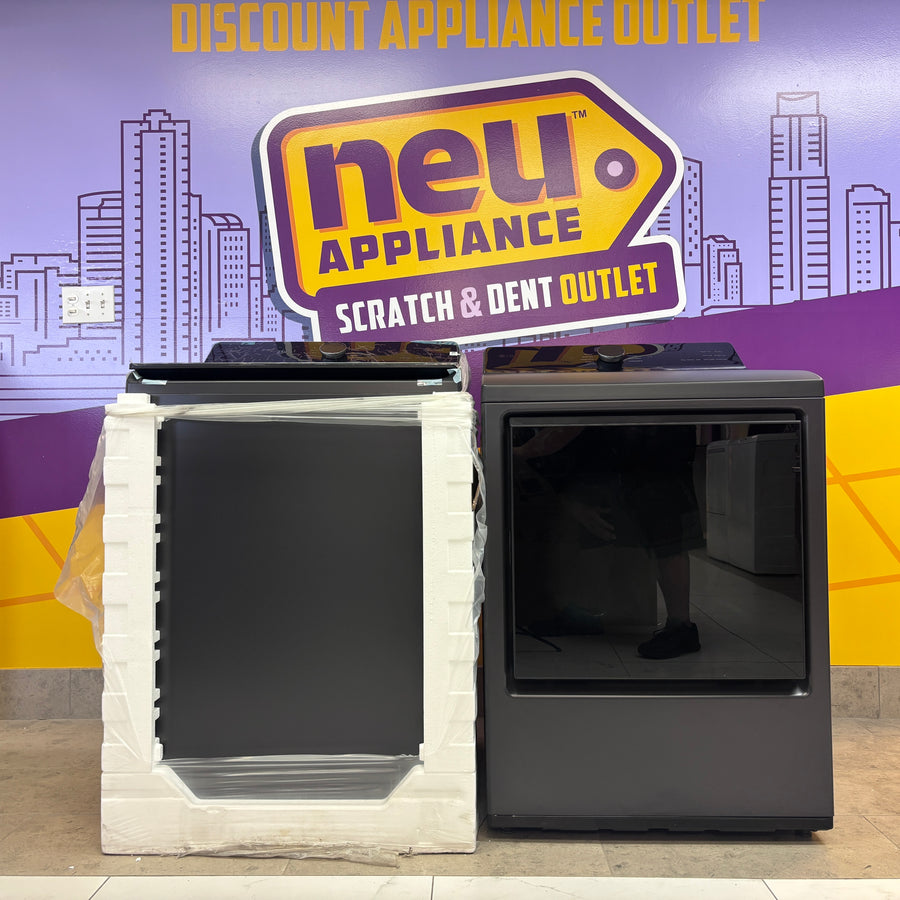 LG Matte Black 5.5 cu. ft. Mega Capacity Top Load Washer with Impeller and AI Technology WT8400CB - New in Box and LG 7.3 cu. ft. Ultra Large Capacity Rear Control Electric Dryer with EasyLoad™ Door and AI Sensing 15024 - DLE8400BE - Open Box