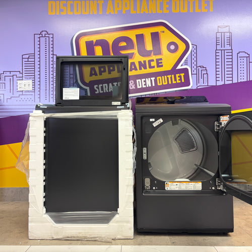 Pictures of LG Matte Black 5.5 cu. ft. Mega Capacity Top Load Washer with Impeller and AI Technology WT8400CB - New in Box and LG 7.3 cu. ft. Ultra Large Capacity Rear Control Electric Dryer with EasyLoad™ Door and AI Sensing 15024 - DLE8400BE - Open Box - Neu Appliance Outlet - Discount Appliance Outlet in Austin, Tx