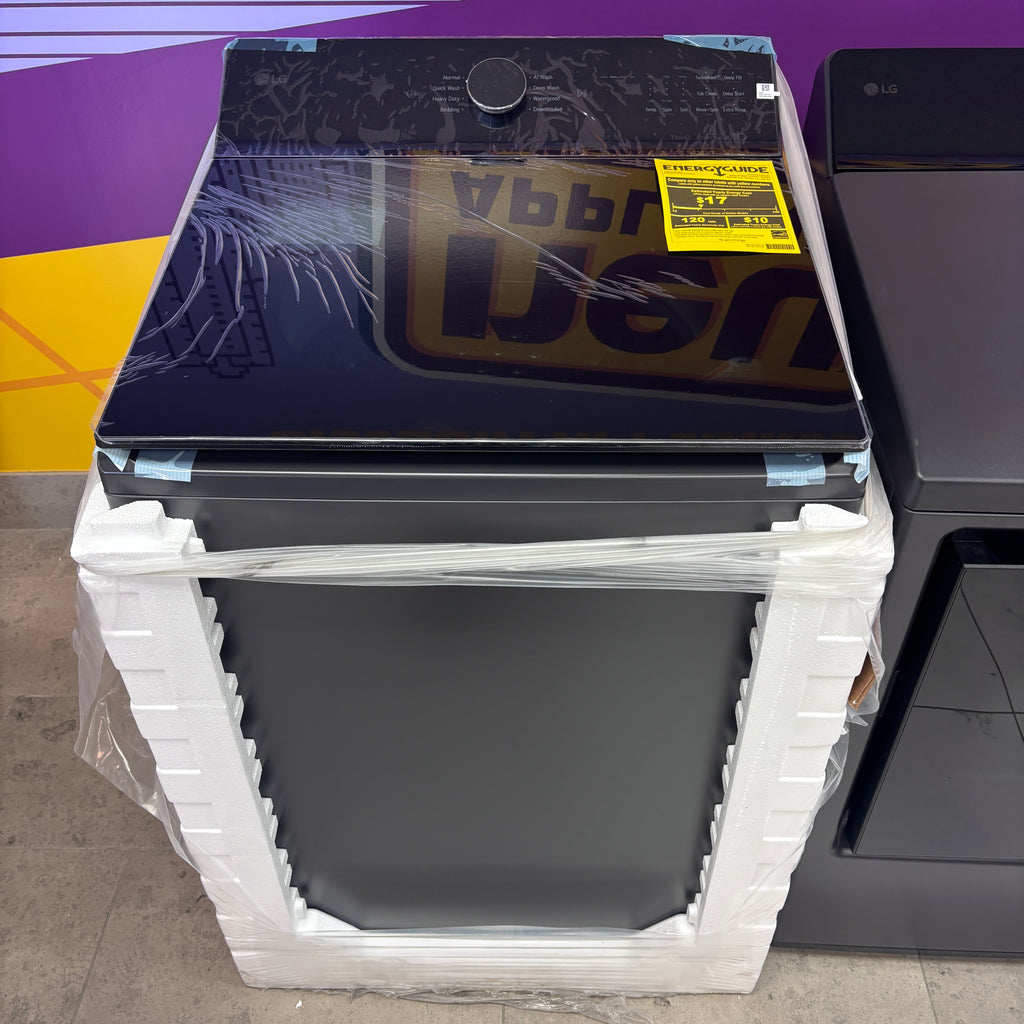 Pictures of LG Matte Black 5.5 cu. ft. Mega Capacity Top Load Washer with Impeller and AI Technology WT8400CB - New in Box and LG 7.3 cu. ft. Ultra Large Capacity Rear Control Electric Dryer with EasyLoad™ Door and AI Sensing 15024 - DLE8400BE - Open Box - Neu Appliance Outlet - Discount Appliance Outlet in Austin, Tx