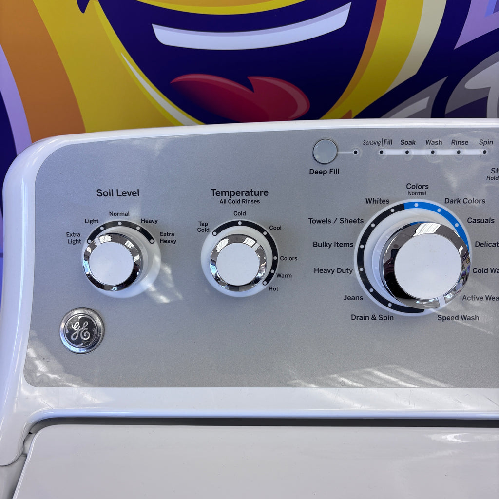 GE Top Load 4.2 Cu. Ft. Washer with Stain PreTreat in White GTW485ASJWS - Certified Refurbished and GE Electric Front Load Dryer with Sensor Dry in White 15030 - GTD45EASJWS - Certified Refurbished