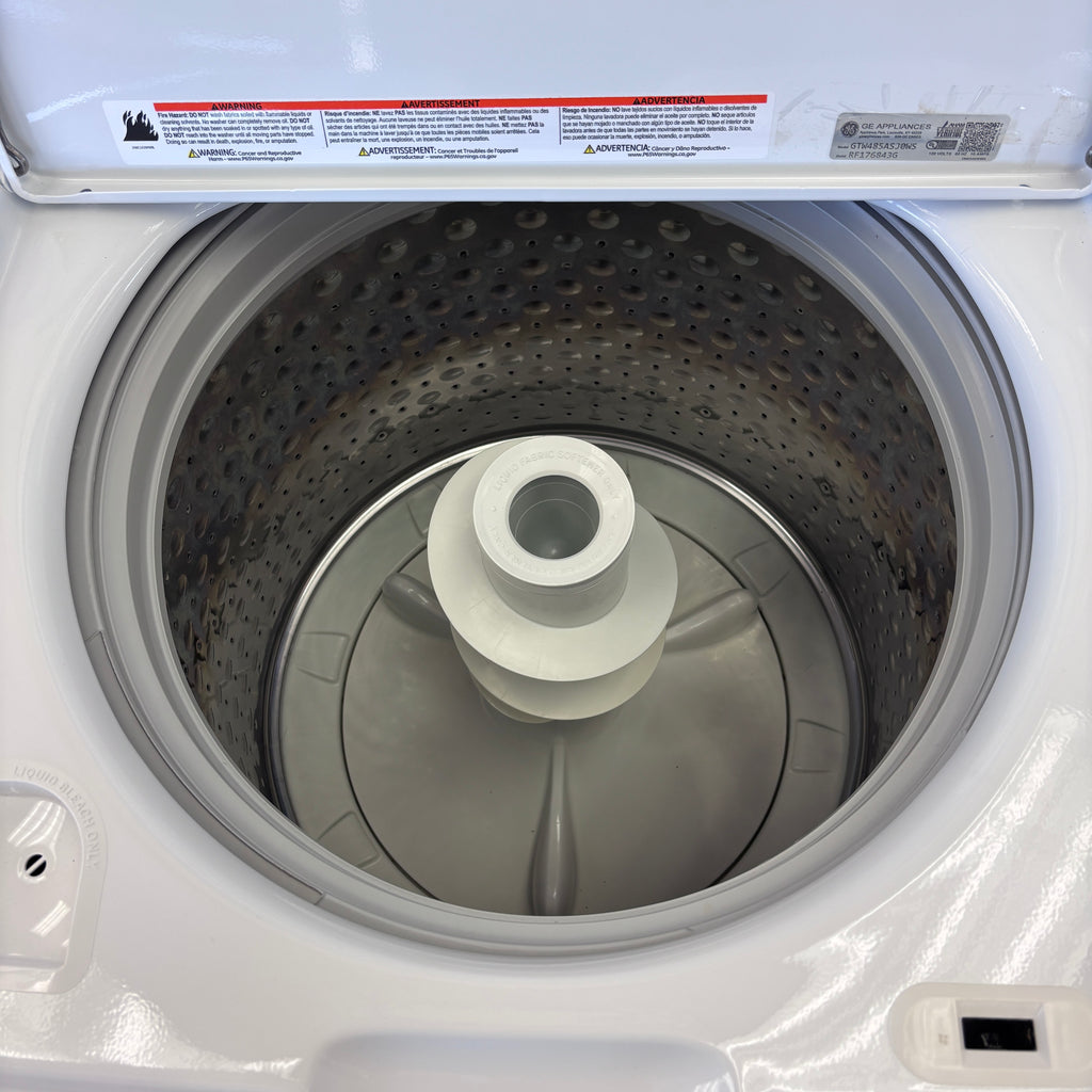 GE Top Load 4.2 Cu. Ft. Washer with Stain PreTreat in White GTW485ASJWS - Certified Refurbished and GE Electric Front Load Dryer with Sensor Dry in White 15030 - GTD45EASJWS - Certified Refurbished