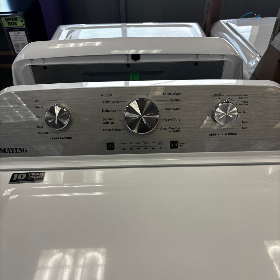 Maytag 4.2 Cu. Ft. Capacity Top Load Washer in White MTW4205SW - Scratch & Dent (Minor) and Maytag Extra Large Vented Electric Dryer in White 15033 - MEDX655DW - Certified Refurbished