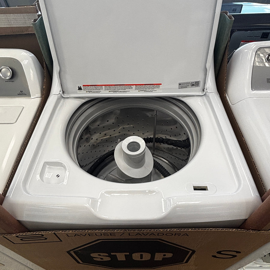 GE White Top Load 4.0 Cu. Ft. Capacity Washer with Stainless Steel Wash Basket GTW325ASWWW - New in Box and  GE ENERGY STAR 7.4 cu. ft. Capacity Aluminized Alloy Drum Electric Dryer with Sensor Dry  15034 - GTD65EBSJWS - Certified Refurbished