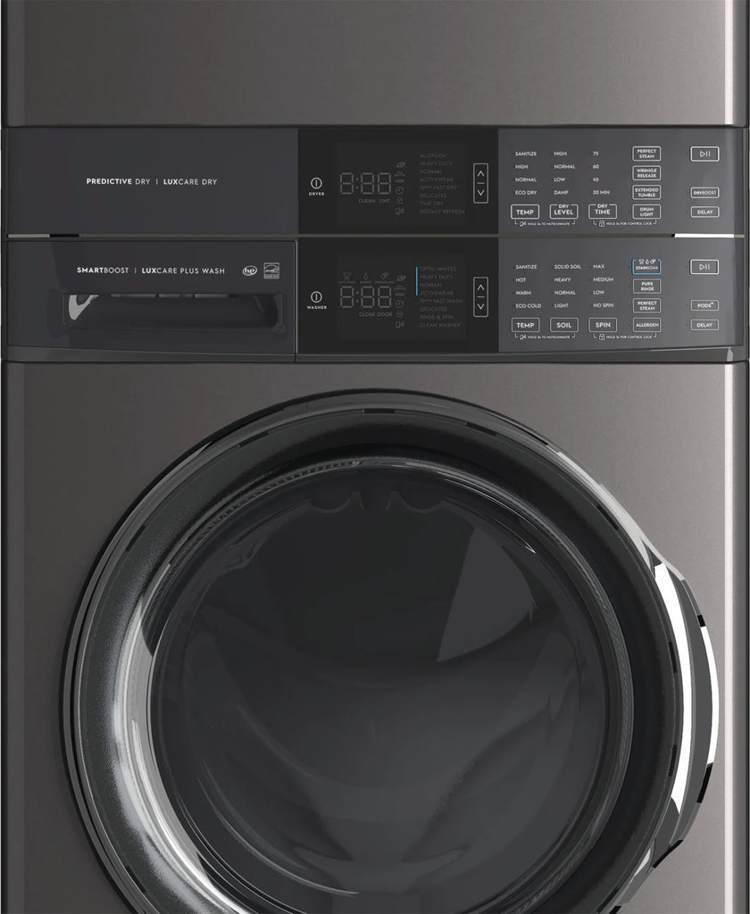 Pictures of Electrolux Laundry Tower Single Unit Front Load 4.5 Cu. Ft. Washer and 8 Cu. Ft. Gas Dryer in Titanium ELTG7600AT - Scratch & Dent (Minor) - Neu Appliance Outlet - Discount Appliance Outlet in Austin, Tx