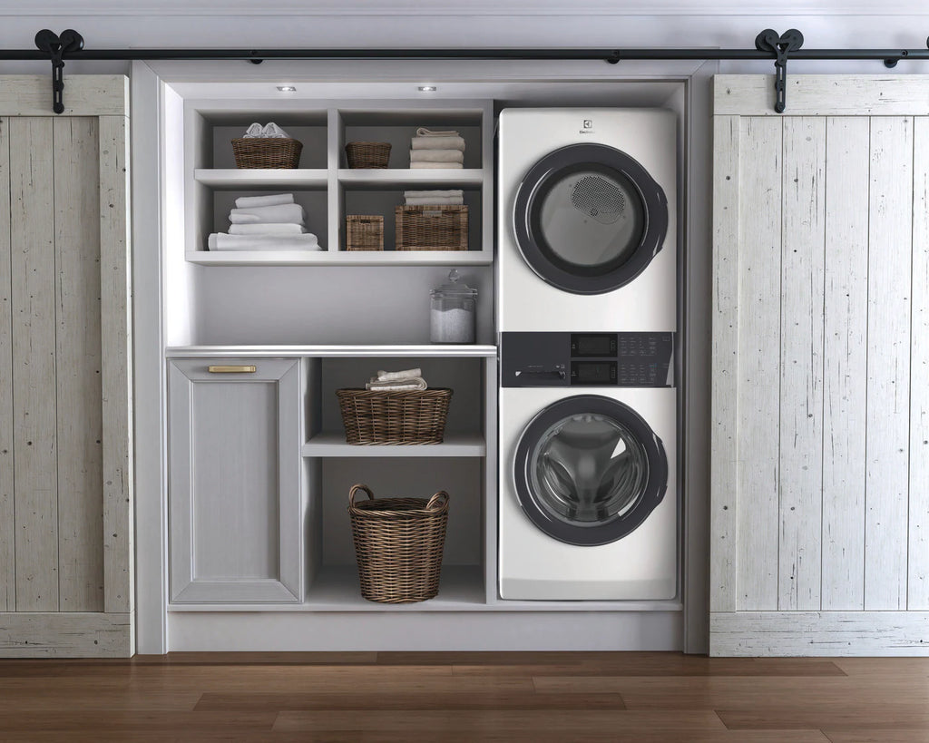 Pictures of Electrolux 300 Series Laundry Tower Single Unit Washer & Electric Dryer with LuxCare® Wash System in White ELTE7300AW - Scratch & Dent (Minor) - Neu Appliance Outlet - Discount Appliance Outlet in Austin, Tx