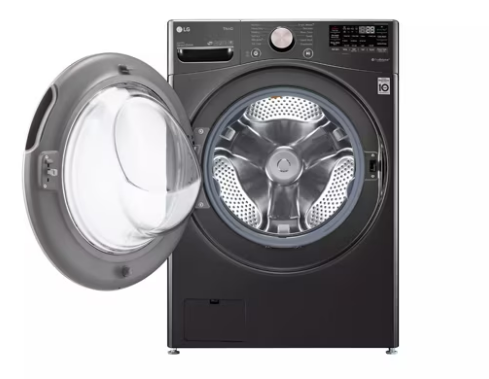 Pictures of LG Black Steel Front Load 4.5 Cu. Ft. Washer with TurboWash360 WM4000HBA - New in Box and LG Black Steel Ultra Large Capacity Smart Wi-Fi Enabled Front Load Electric 7.4 Cu. Ft. Dryer with TurboSteam DLEX4000B - Open Box - Neu Appliance Outlet - Discount Appliance Outlet in Austin, Tx