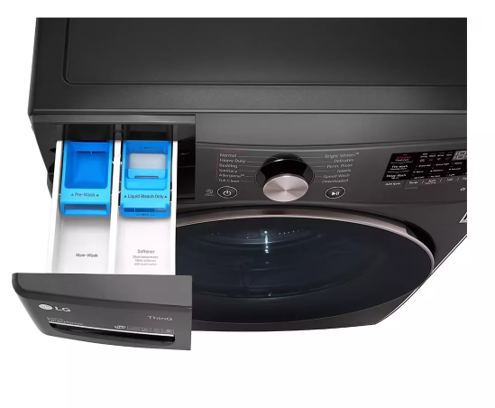 Pictures of LG Black Steel 4.5 Cu. Ft. Front Load Washer with TurboWash360 WM4000HBA - New in Box and LG Black Steel Smart Wi-Fi Enabled Front Load Electric 7.4 Cu. Ft. Dryer with TurboSteam and Built-In Intelligence DLEX4000B - Open Box - Neu Appliance Outlet - Discount Appliance Outlet in Austin, Tx