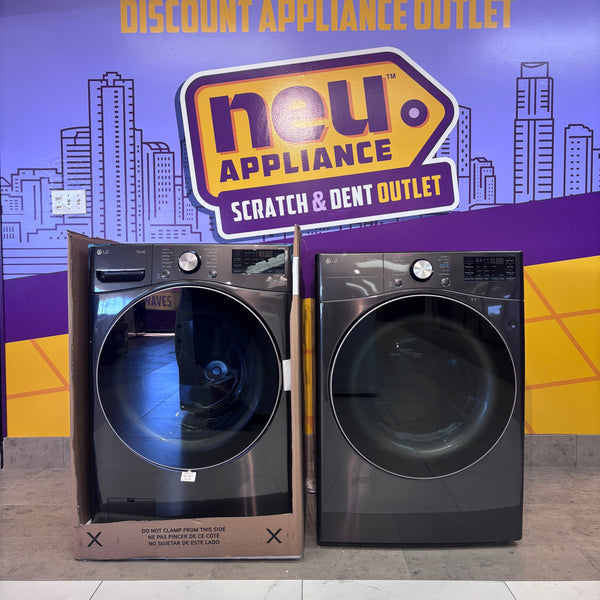 LG Black Steel Front Load 4.5 Cu. Ft. Washer with TurboWash360 WM4000HBA - New in Box and LG Black Steel Ultra Large Capacity Smart Wi-Fi Enabled Front Load Electric 7.4 Cu. Ft. Dryer with TurboSteam DLEX4000B - Open Box