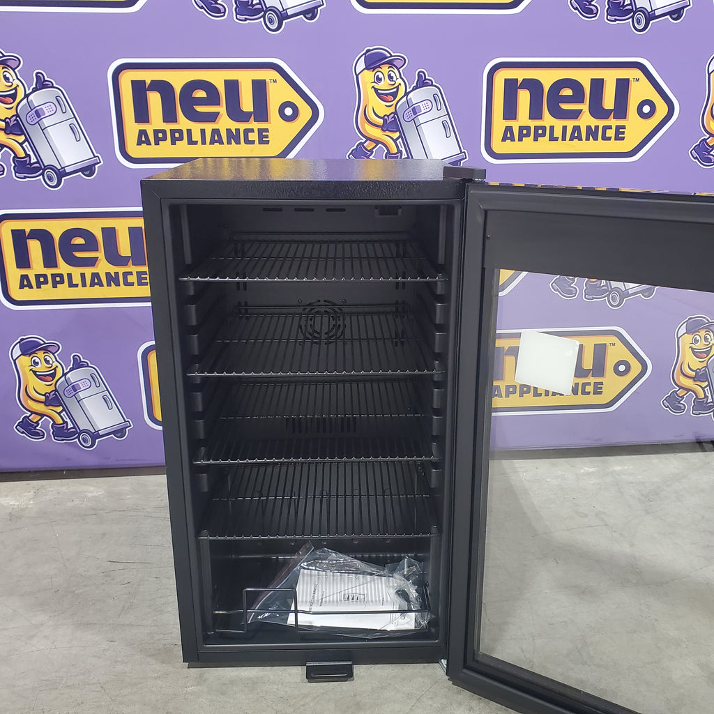 HOOURE 128Cans 3.2 Cu.Ft Glass Door Mini Fridge for Drink Beer Soda Wine, with 4 Adjustable Removable Shelves in Stainless Steel 25133SD536 - TAYL86 - Scratch & Dent (Minor)