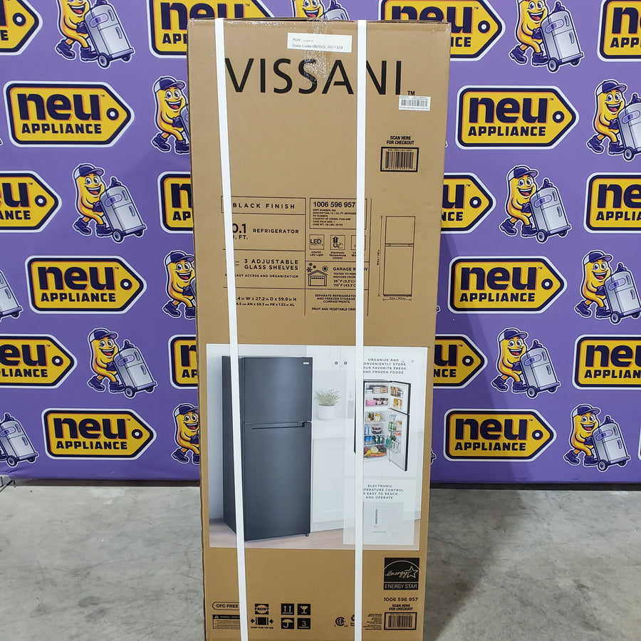Vissani Black Top Freezer 10.1 Cu. Ft. Refrigerator with No Frost Design 25135SD659 - MDTF10BK - New in Box
