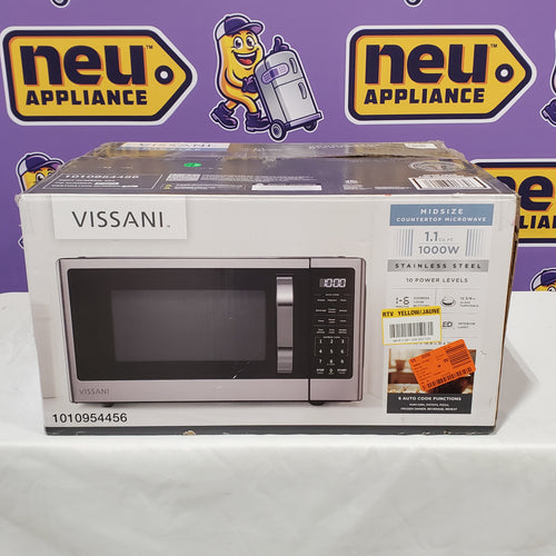 Vissani 21 in. 1.1 cu. ft. 1000-Watt Countertop Microwave Oven in Fingerprint Resistant Stainless Steel and Bar Handle 25SA241 - VSCMWE11S2W2102 - New in Box