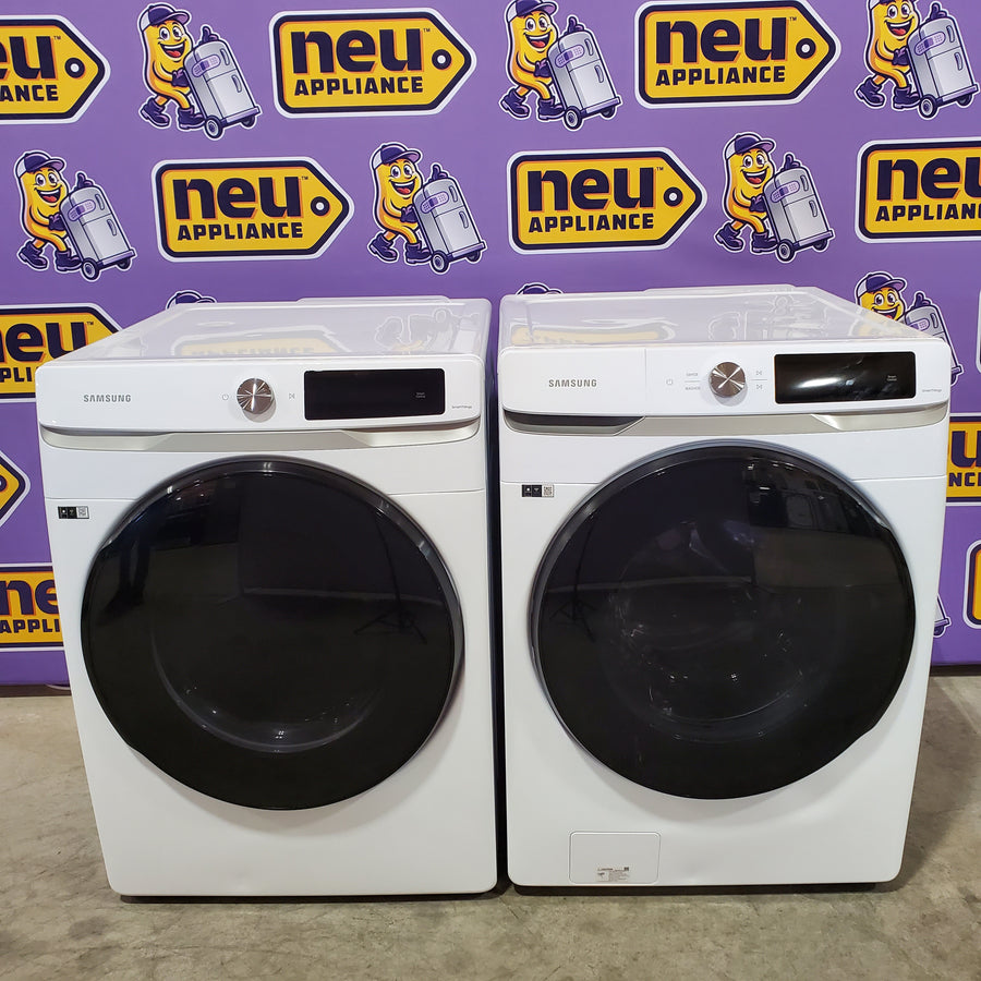Samsung 4.5 Cu. Ft. High-Efficiency Smart Front Load Washer with AI Smart Dial WF45A6400AW - Scratch & Dent (Moderate) and Samsung 7.5 cu. ft. Vented Smart Stackable Electric Dryer with Super Speed Dry 16252 - DVE45A6400W - Scratch & Dent (Moderate)