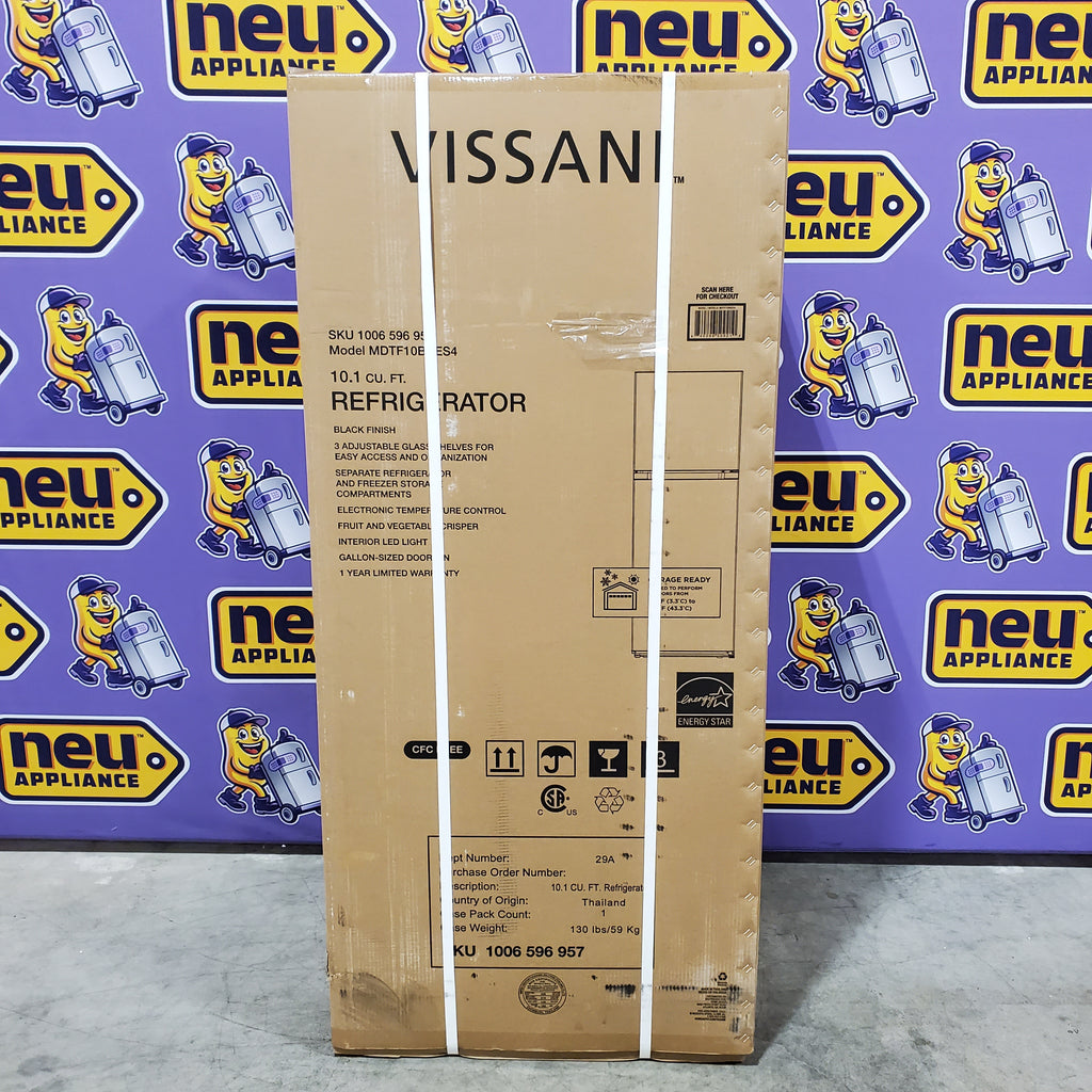 Vissani Black Top Freezer 10.1 Cu. Ft. Refrigerator with No Frost Design 25135SD659 - MDTF10BK - New in Box
