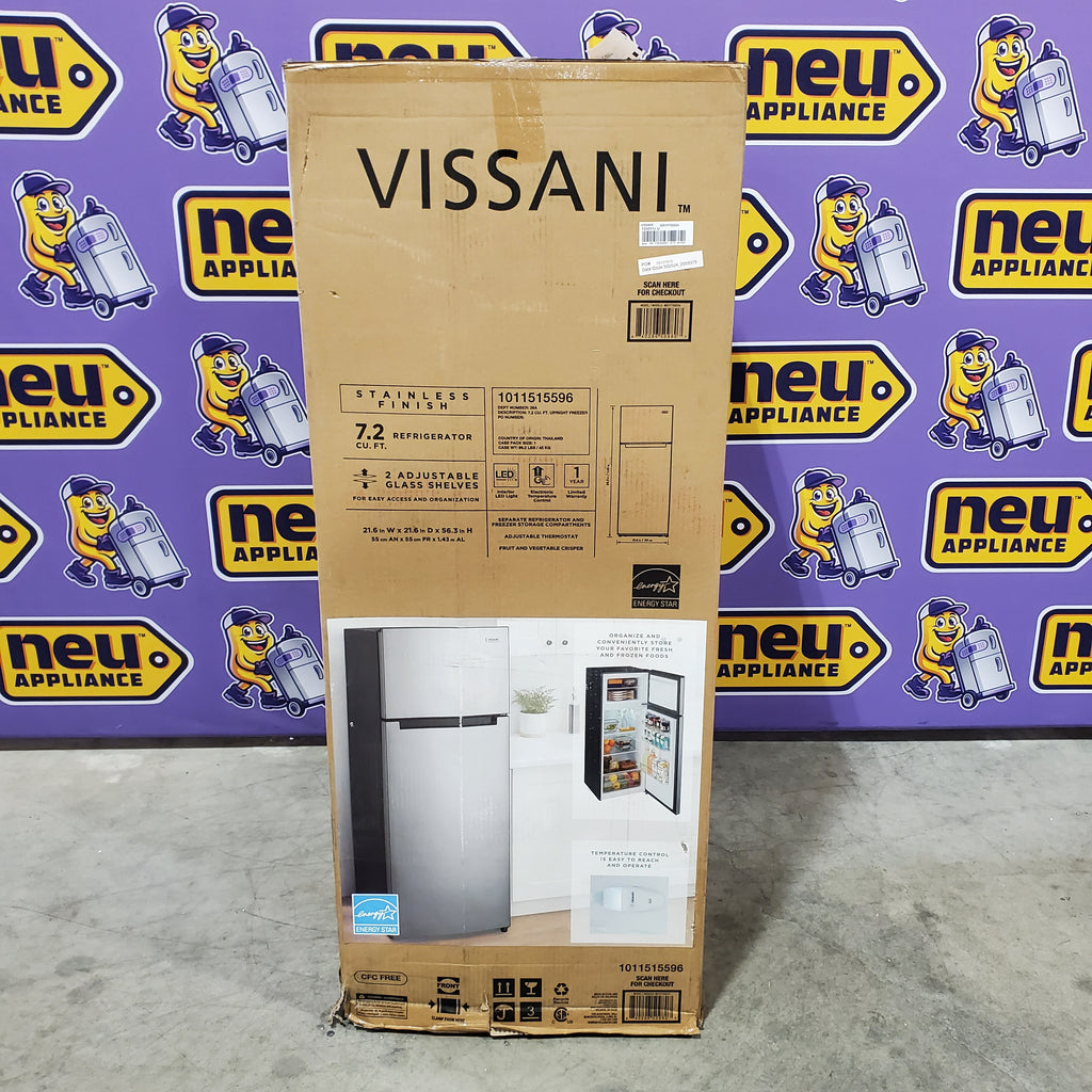 Vissani 7.2 cu. ft. Top Freezer Refrigerator in Fingerprint Resistant Stainless Steel Look 25135SD685 - MDTF7SSES4 - New in Box