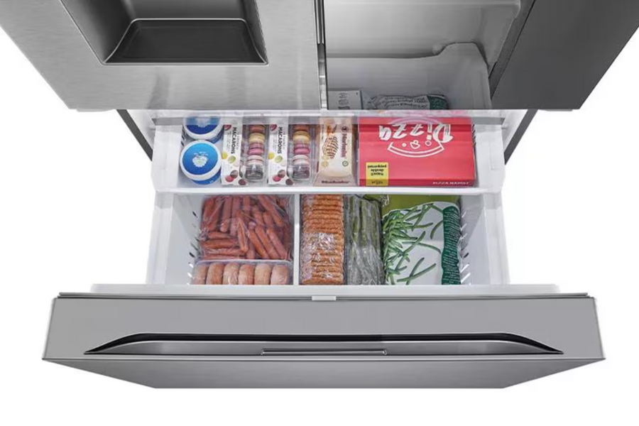 LG 26 cu. ft. Counter-Depth French Door Refrigerator in Stainless Steel with Mirror InstaView™ 22131SD94 - LRYKC2606S - Scratch & Dent (Minor)