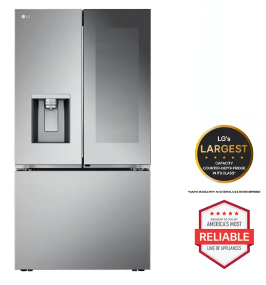 Pictures of LG 26 cu. ft. Counter-Depth French Door Refrigerator in Stainless Steel with Mirror InstaView™ LRYKC2606S - Open Box - Neu Appliance Outlet - Discount Appliance Outlet in Austin, Tx