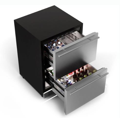Elica 24 Inch Panel Ready Built-In/Freestanding Undercounter Double-Drawer Refrigerator with 4.7 Cu. Ft. Capacity, 115 Total Can Capacity, and 39 dBA EBD51SS1 - Scratch & Dent (Minor)