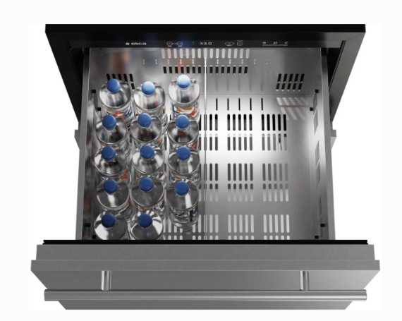 Elica 24 Inch Panel Ready Built-In/Freestanding Undercounter Double-Drawer Refrigerator with 4.7 Cu. Ft. Capacity, 115 Total Can Capacity, and 39 dBA EBD51SS1 - Scratch & Dent (Minor)