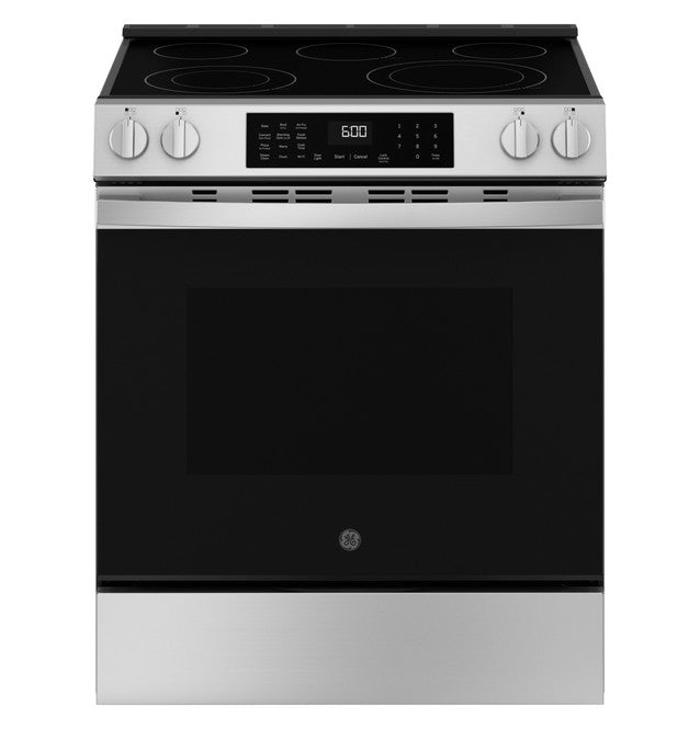 Pictures of GE® Fingerprint Resistant Stainless 30" Slide-In Electric Convection Range with No Preheat Air Fry and EasyWash™ Oven Tray GRS60LAVFS - Open Box - Neu Appliance Outlet - Discount Appliance Outlet in Austin, Tx