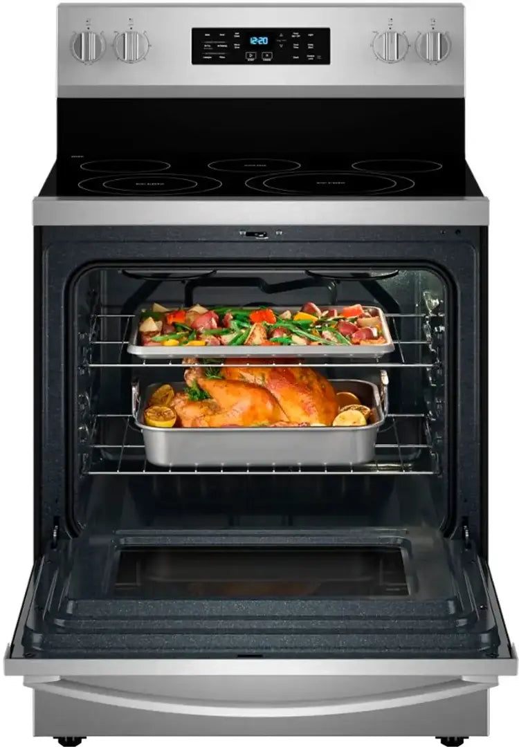 Whirlpool Energy Star 30" Electric Range with Air Cooking Technology, No Preheat Air Fry, Air Baking and Self Clean WFES5030RZ - Scratch and Dent (Minor)