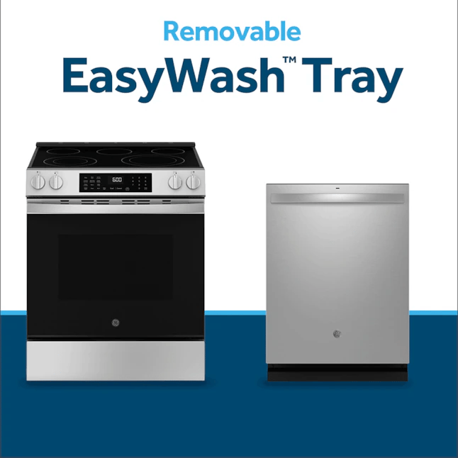 GE ENERGY STAR® 30" Free-Standing Electric Convection Range with No Preheat Air Fry and EasyWash™ Oven Tray GRF600AVSS - Open Box