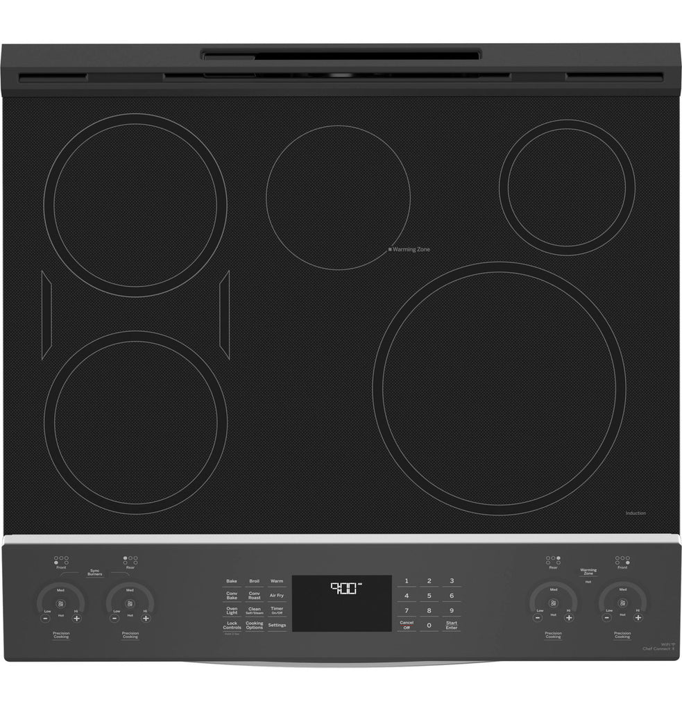 Pictures of GE Profile™ Fingerprint Resistant Stainless 30" Smart Slide-In Front-Control Induction and Convection Range with No Preheat Air Fry PHS930YPFS - New in Box - Neu Appliance Outlet - Discount Appliance Outlet in Austin, Tx