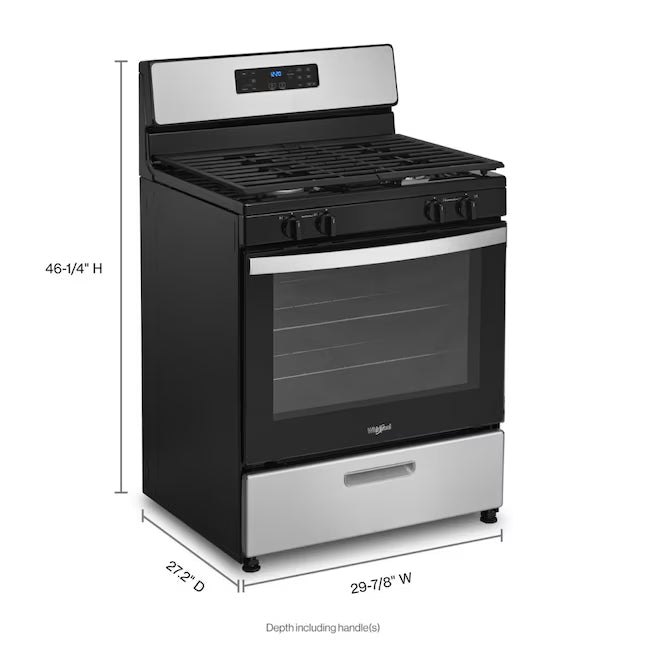 Whirlpool 5.1 Cu. Ft. Freestanding Gas Range with Broiler Drawer and Two Speed Heat Burners in Stainless Steel 22131SD72 - WFG320M0MS - Scratch & Dent (Minor)