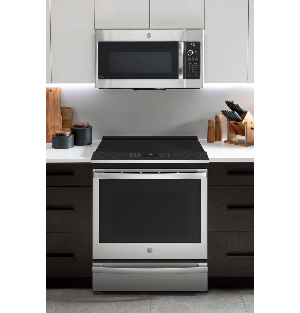 Pictures of GE Profile™ Fingerprint Resistant Stainless 30" Smart Slide-In Front-Control Induction and Convection Range with No Preheat Air Fry PHS930YPFS - New in Box - Neu Appliance Outlet - Discount Appliance Outlet in Austin, Tx