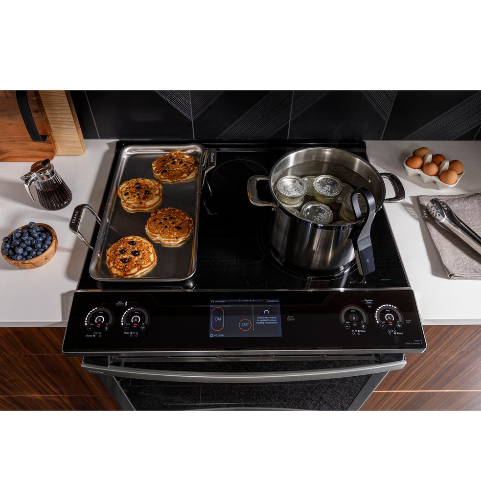 Pictures of GE Profile™ Fingerprint Resistant Stainless 30" Smart Slide-In Front-Control Induction and Convection Range with No Preheat Air Fry PHS930YPFS - New in Box - Neu Appliance Outlet - Discount Appliance Outlet in Austin, Tx