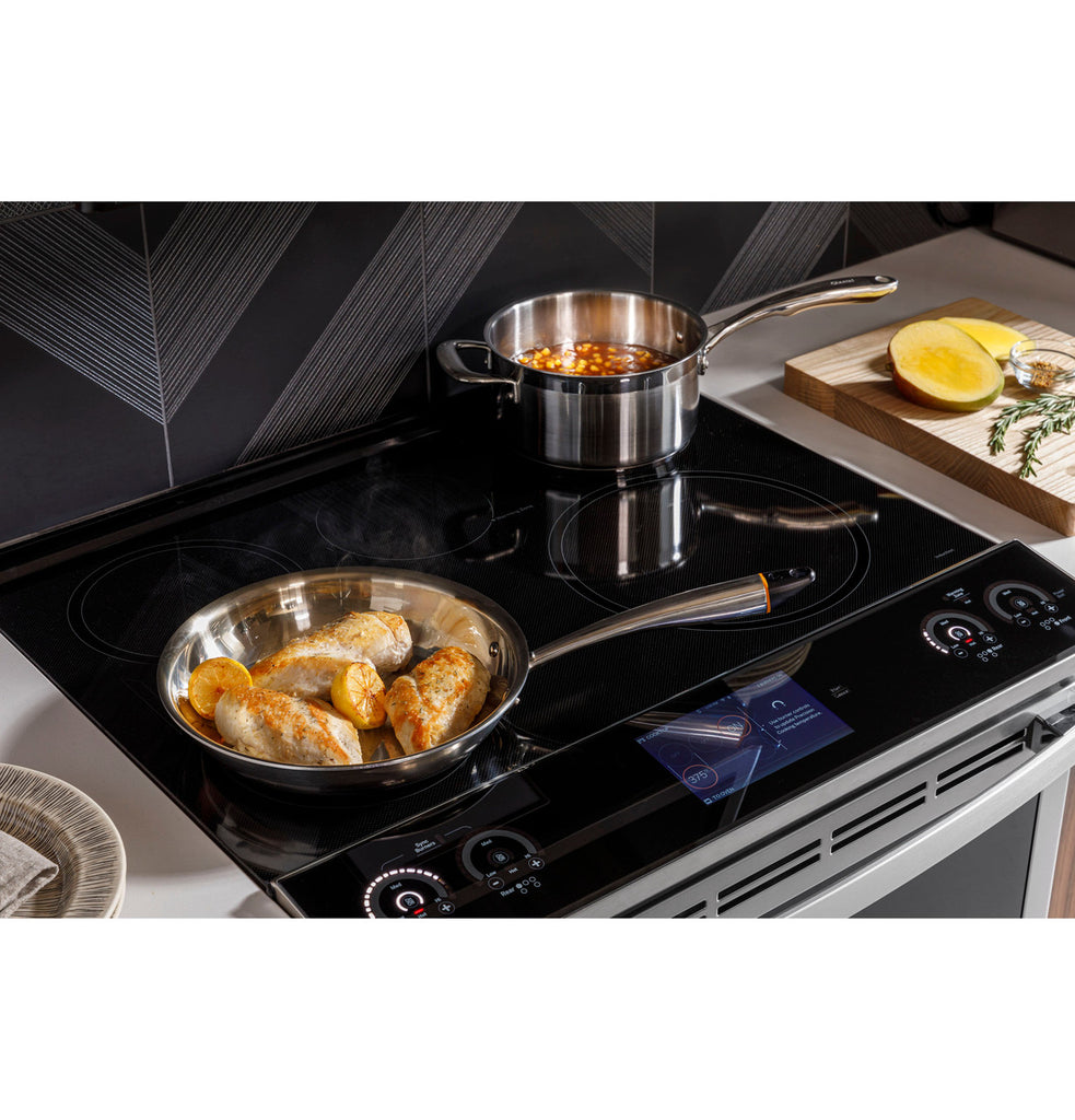 Pictures of GE Profile™ Fingerprint Resistant Stainless 30" Smart Slide-In Front-Control Induction and Convection Range with No Preheat Air Fry PHS930YPFS - New in Box - Neu Appliance Outlet - Discount Appliance Outlet in Austin, Tx