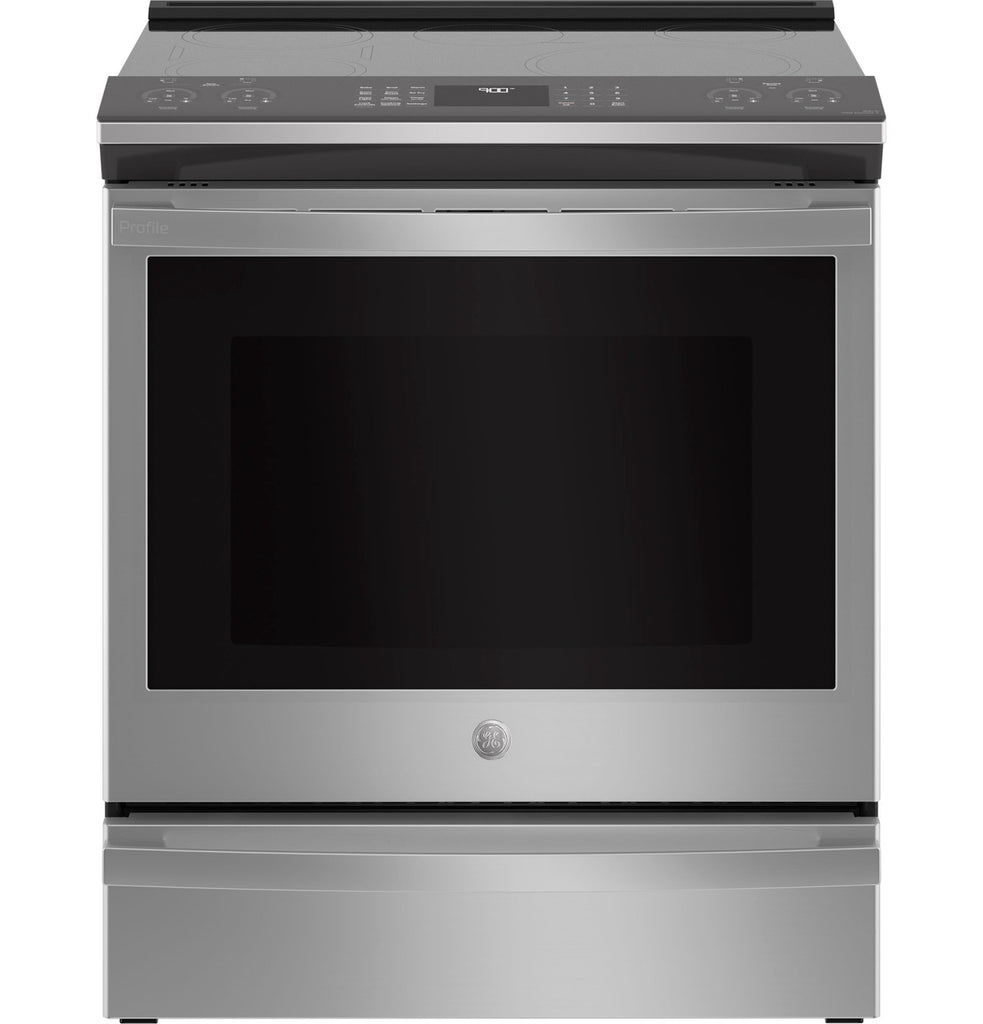 Pictures of GE Profile™ Fingerprint Resistant Stainless 30" Smart Slide-In Front-Control Induction and Convection Range with No Preheat Air Fry PHS930YPFS - New in Box - Neu Appliance Outlet - Discount Appliance Outlet in Austin, Tx