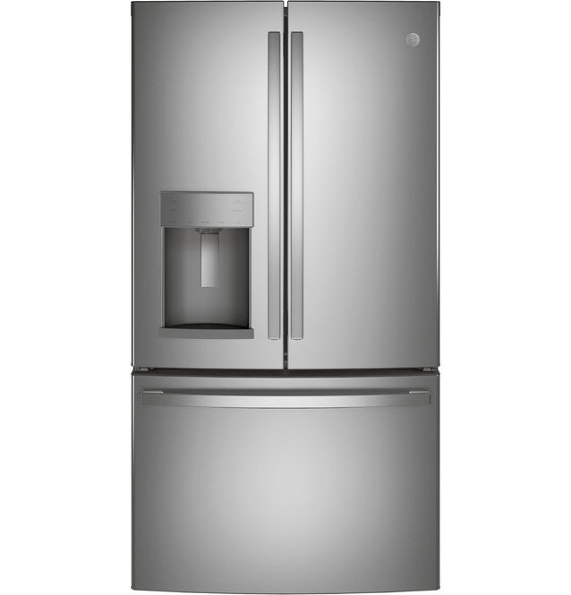 Pictures of GE Energy Star 3 Door French Door 27.7 Cu. Ft. Refrigerator with TwinChill Evaporators in Fingerprint Stainless Steel GFE28GYNFS - New in Box - Neu Appliance Outlet - Discount Appliance Outlet in Austin, Tx