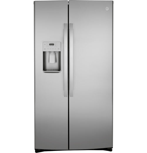 Pictures of GE 21.8 Cu. Ft. Counter-Depth Fingerprint Resistant Side-By-Side Refrigerator GZS221YN - New in Box - Neu Appliance Outlet - Discount Appliance Outlet in Austin, Tx