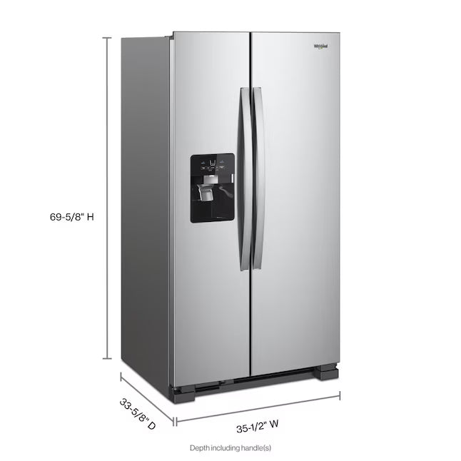 Whirlpool Side By Side Refrigerator with Can Caddy and Frameless Glass Shelves 251315SD1158 - WRS325SDHZ - Scratch and Dent (Minor)