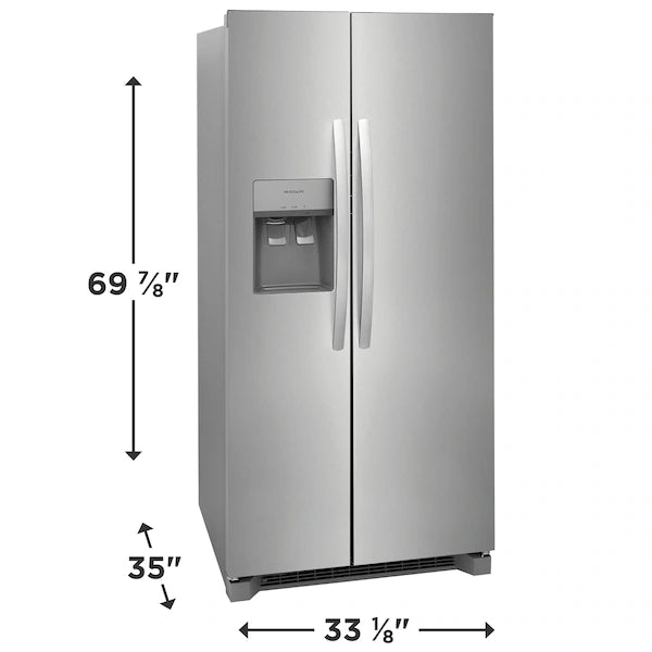 Pictures of Frigidaire 33" Wide 22.3 cu. ft. ENERGY STAR Side by Side Refrigerator Stainless Steel with Exterior Water and Ice Dispenser FRSS2323AS - New in Box - Neu Appliance Outlet - Discount Appliance Outlet in Austin, Tx