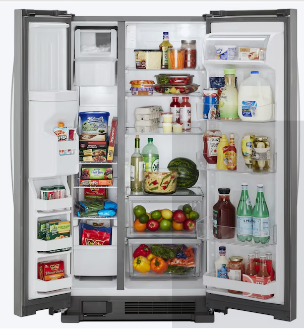 Whirlpool 24 cu ft Capacity Side By Side Refrigerator with Ice and Water Dispenser in Fingerprint Resistant Stainless Steel WRS315SDHZ - Scratch & Dent (Minor)