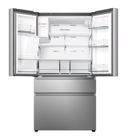 Hisense PureFlat 25.6-cu ft 4-Door Smart French Door ENERGY STAR Refrigerator in Stainless Steel with Ice Maker, Water and Ice Dispenser HRM260N6TSE - Scratch & Dent (Minor)