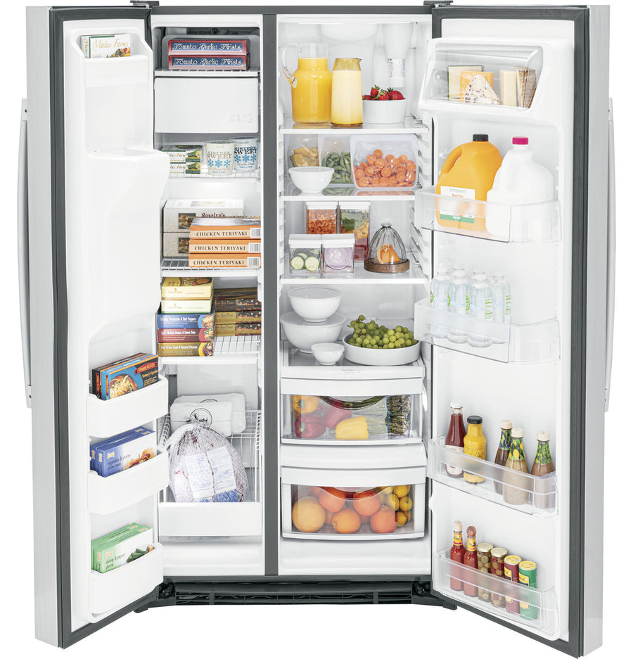 GE 25.3 Cu. Ft. Side-By-Side Refrigerator in Fingerprint Resistant Stainless Steel 22136SD351 - GSS25GYPFS - Scratch & Dent (Minor)