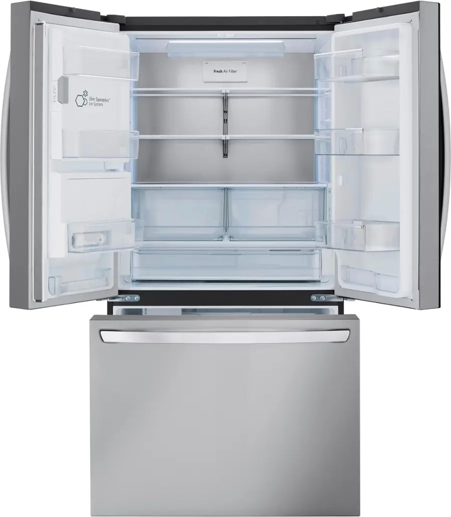 LG 26 cu ft ENERGY STAR Counter-Depth Smart French Door Refrigerator in Fingerprint Resistant Stainless Steel with Dual Ice Maker LRFXC2606S - Scratch & Dent (Major)