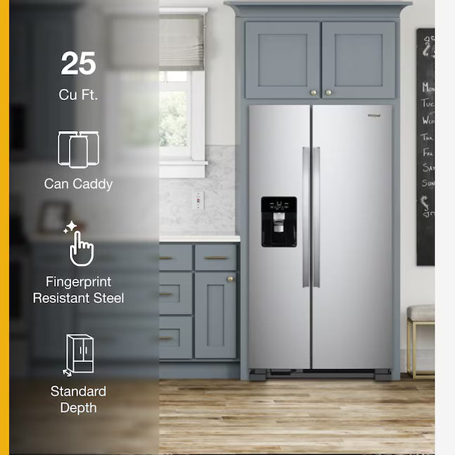 Whirlpool Side By Side Refrigerator with Can Caddy and Frameless Glass Shelves 251315SD1158 - WRS325SDHZ - Scratch and Dent (Minor)